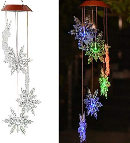 Lembeauty Solar Powered LED Wind Chime, Portable Color Changing Spiral Spinner Windchime Outdoor Decorative Windbell Light for Garden Patio, Deck, Yard (Style_H)
