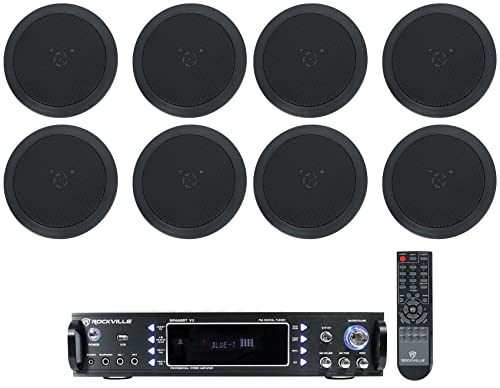 Audiosavings Bundle: (1) RV RPA60BT V2 1000 Watt Home Theater Receiver Amp Bundle with (4) 2 RV HC55-16 Black 5.25