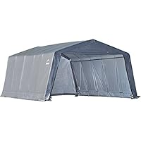 ShelterLogic Peak Style Garage-in-a-Box, Grey, 12 x 16 x 8 ft.