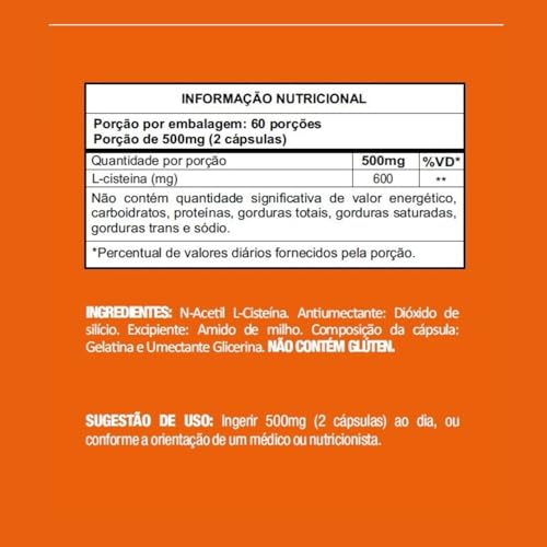 Nac 600mg n-acetil l-cisteína 120 cápsulas Zuchetti nutrition Suplemento capsula