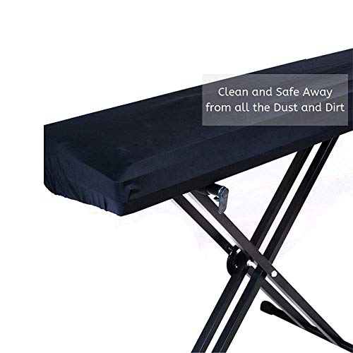 Piano Keyboard Dust Cover for 61/76/88 Keys- Electric/Digital Piano Stretchable Protective Keyboard Cover, Elastic Cord Locking Clasp, Machine Washable (88 Keys)