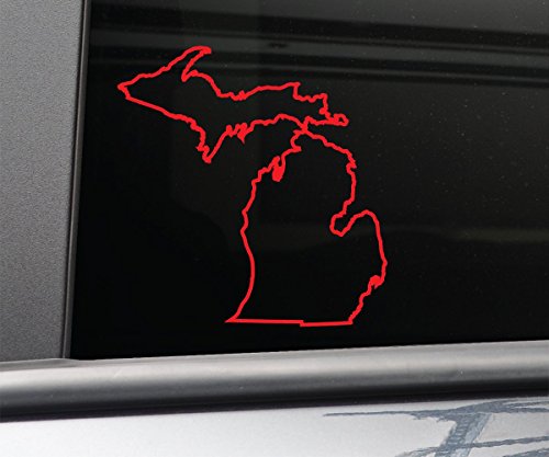 Michigan Vinyl Decal Laptop Car Truck Bumper Window Sticker, 5.5" x 5.25", Red