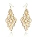 HITTIME One Pair Unique Bohemia Nine Leaves Long Fashion Dangle Earrings For Girls Gold