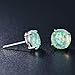 JunXin Three Color Round Cut Opal Stud Earring 7.5MM (Green)