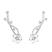 EleQueen 925 Sterling Silver Full Cubic Zirconia Flower Ear Crawlers Sweep Cuff Hook Earrings 3 Pair