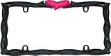 Cruiser Accessories 22456 Glossy Black/Pink Heart License Plate Frame