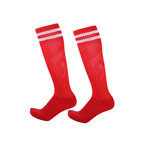 image for EBlife 2 Pairs Boys Girls Soccer Socks Towel Cushioning Compression Sp