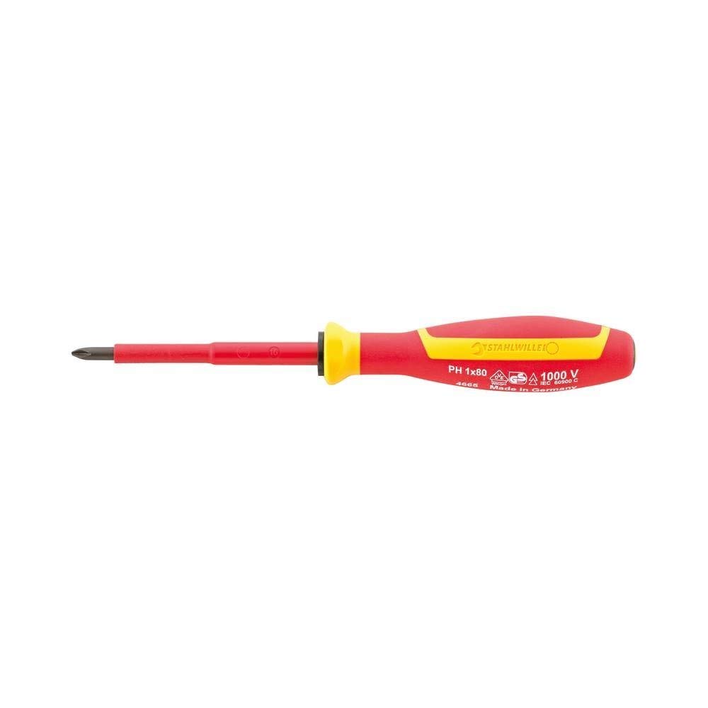 Stahlwille 46653002 4665 VDE DRALL+ Chrome Alloy Steel Electricians Screwdriver, 2 Phillips, 185mm Length, Pack of 10