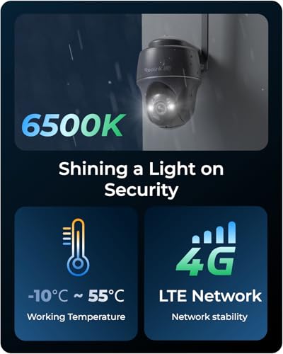 REOLINK 4K 4G LTE Cellular Security Camera, 360° Auto Tracking with Smart AI Detection, 8MP Solar/Battery Powered, Color Night Vision, Local Storage, SIM Card Included, Go PT Ultra-Grey Updated Ver.