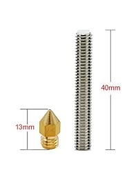 ocr5pcs M6 x 40 mm acero inoxidable Boquilla Garganta de cañón y 5pcs 0.4 mm Extrusora Boquilla latón para impresora 3d Makerbot MK8