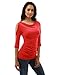 PattyBoutik Women's Cut Out 3/4 Sleeve Cowl Neck Ruched Blouse (Red L)