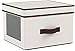 Household Essentials 536 Dinnerware Storage Box with Lid and Handles | Storage Bin for Dinner Plates | Natural Canvas with Brown Trim