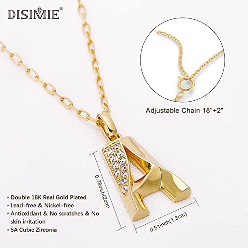 DISIMIE Gold Initial Necklaces for Women Ladies - 18K Gold Plated Dainty Name Letter Necklace for Teen Girls, Adjustable Long Personalized Fashion Gold Pendant Aesthetic Necklace with Initials A-Z