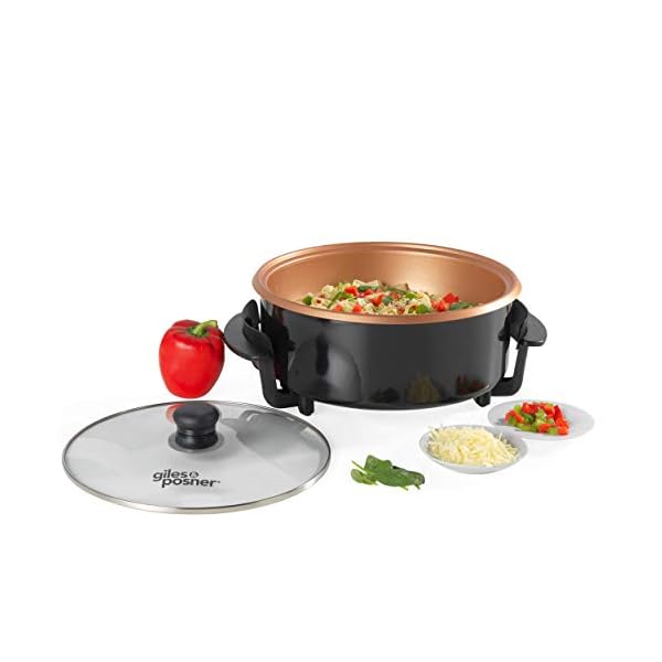 GILES-POSNER-EK4247-Family-Multi-Meal-Maker-1500-W-32-cm-Copper-Non-Stick-Coated-Cooking-Plate-5-Heat-Settings-Detachable-Thermostat Giles & Posner EK4247 Electric Cooking Pan, 1500W Multicooker, Electric Skillet, Family Multi Meal Maker For Pasta…