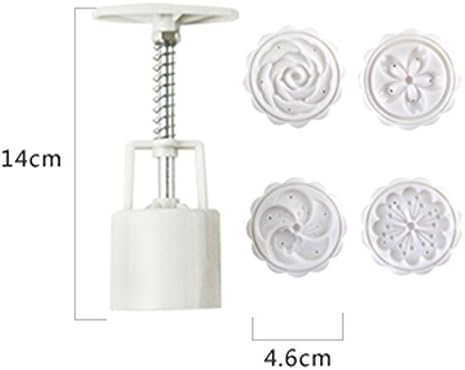 Hand pressing 50g Round Moon Cake Mold Belt 4 Stamps Cookie Cutter Pastry Moon Cake Molds