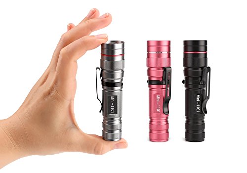 WEIKAILTD Pack of 3,Assorted Colors,300 lumens Mini LED Flashlight with three CREE T5 LED,Adjustable Focus, 3 Modes, Anodized Finish