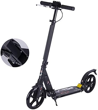 Adult Teens Kick Scooter with 2 Large Wheels, Folding Commuter Scooters with Hand Brake and Footbrake, Support 220lbs, Non-Electric