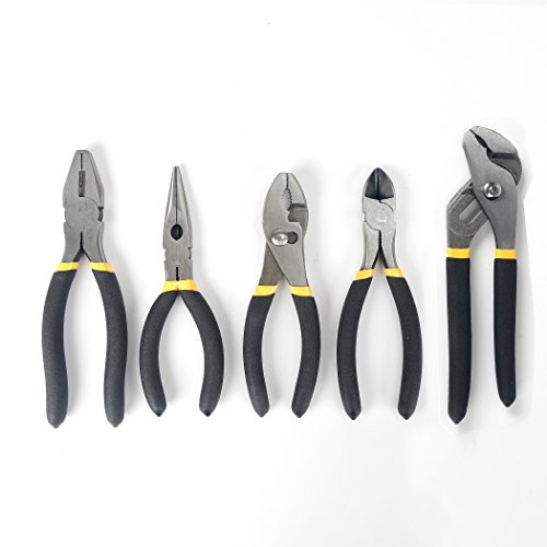 TOPLINE 5-piece Pliers Set with Dipped Handle, included 8-in Groove Joint Pliers, 7-in Linesman Pliers, 6-in Diagonal Pliers, 6-in Long Nose Pliers, 6-in Slip Joint Pliers