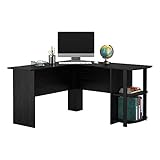 Ameriwood Home Dakota L-Shaped Desk with Bookshelves, Black Ebony Ash (Kitchen)