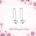 Threader Earrings Sterling Silver Long Linear Heart Dangle Drop Earrings for Women Hypoallergenic (Heart Earrings)