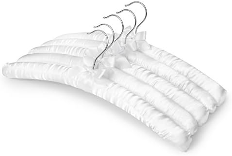 LA Diva Fashion White 17" Select Satin Padded Hanger Set of 5 Bridal Lingerie USA