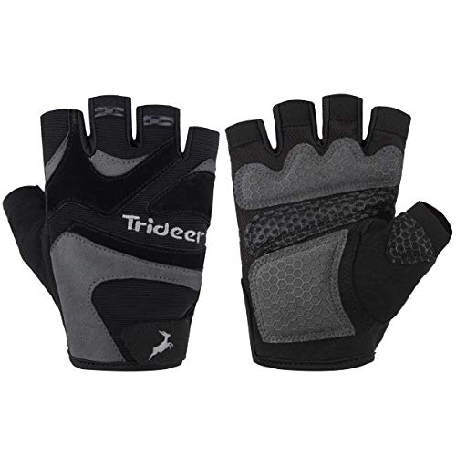 Trideer Ultralight Workout Gloves, Flexible Gym Gloves with Anti-Slip Silica Gel Grip & Adjustable Strap, Exercise Gloves(Men&Women) (#Gray, L)