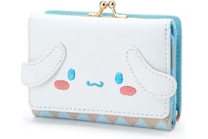 ALORVE Cute Coin Purses for Girls Kawaii Wallet Cartoon Trifold Wallets for Japanese Anime Fans(White)