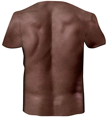RAISEVERN Men\'s Gym Short Sleeve Chocolate Muscel Casual Hip Hop Blouse Tops L