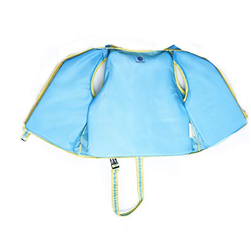 Megartico Swim Float Vest Kids Childrens Swimming Jacket Buoyant Aid with Zipper Cover (Blue/Yellow Bubble Fish, Medium)