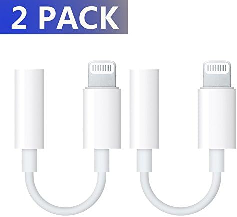 2 Pack Lightning to 3.5 mm Headphone Jack Adapter ADABUNNY Lightning Connector to 3.5mm AUX Female Audio Jack Earphone Extender Jack Stereo for iPhone 7 / 7 Plus