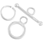Beebeecraft 1 Box 2 Sets Toggle Clasps 925 Sterling Silver Necklace Toggle Clasp with Jump Ring for Jewelry Making