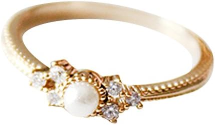 Excelsia "Trias Solitaire 14K Rose/White Gold-Plated Ring with Simulated Pearl