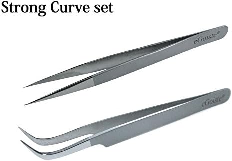 Eyelash Extension Tweezers Set Of 2 Volume Tweezers Tools Especially for 3D 6D Volume Mink Eyelash extension Lashes (Strong Curve)