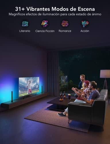 RGBIC Barras de Luz, 38cm con Dobles Perlas de Luz WiFi Inteligente con Múltiples Opciones de Colocación para TV de 45-70 Pulgadas, Funcionan con Alexa y Google Assistant, Color Negro