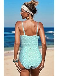 VECVOC Trajes de baño de una pieza con volantes estampados florales para dama