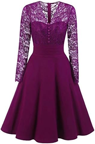 BEIJG Women Autumn Long Sleeves lace Prom Dress Formal Casual Swing Party Cocktail Dresses S-XXL