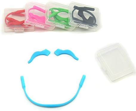 EnzoDate3 Sets Pack Kids Glasses Silicone Cord Ear Grips Children Eyeglasses Temple Locks with Head Band Strap Retainer (blue)