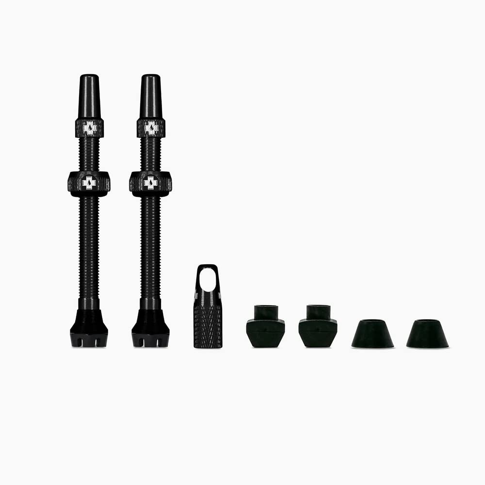 Muc-Off 1051 Black Tubeless Presta Valves, 44mm - Premium No Leak Bicycle Valves With Integrated Valve Core Removal Tool