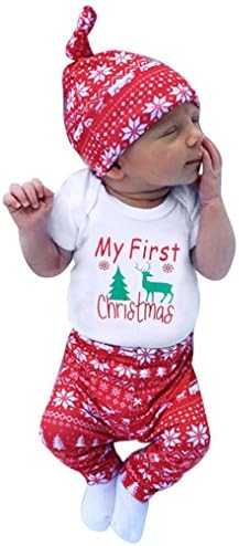 Christmas Baby Girls Boys Clothes, Morwind Elk Romper+Pants+Hat,Kids Outfits Set, Long Sleeve Romper for Baby