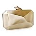 b.m.c BMC Womens Smoked Antique Bronze Gold Colored Alloy Metal Abstract Stone Cut Hardcase Fashion Clutch Shoulder Chain Handbag