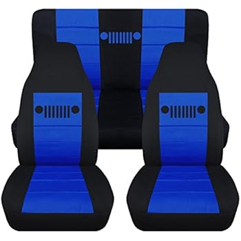Amazon.com: 1997-2006 Jeep Wrangler TJ Seat Covers: Black & Dark Blue