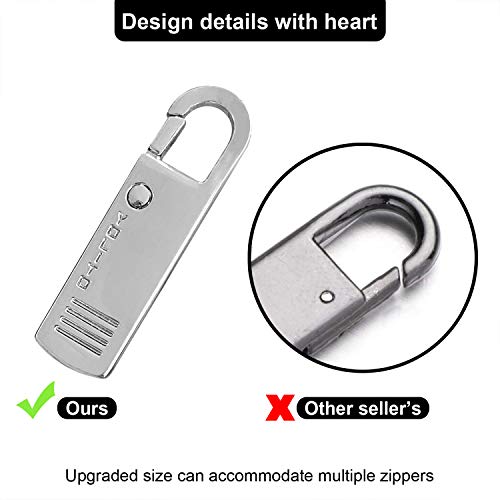 Zoweys Zipper Pull Tab Repalcement Zipper Repair Kit Luggage Extension Backpack Metal Zipper Extenders Tab Fixer for Luggage Cloths Jacket Suitcase Handbags Coat Boots