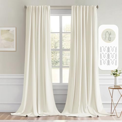MIULEE Cream Back Tab Blackout Curtains Inch