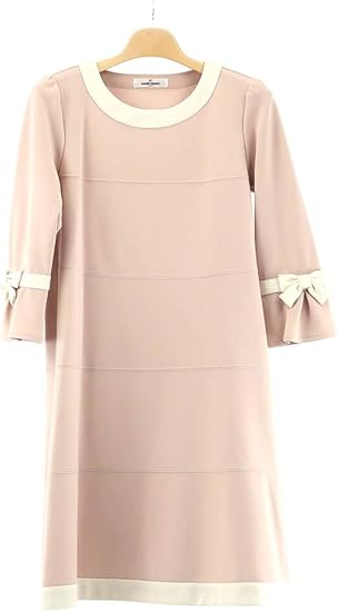 Amazon ギャラリービスコンティgallery Visconti ワンピース レディース 春七分袖 配色 リボン 伸縮性 お出かけ用 フレアm L ミセス Galleryvisconti ピンク 12 ワンピース チュニック 通販
