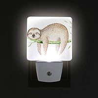 WIHVE Pack of 2 LED Night Lights Plug-in Cartoon Sloth Tree Nightlight with Dusk to Dawn Sensor Soft White Glow for Kids Adults Room, Hallway Bathroom Kitchen