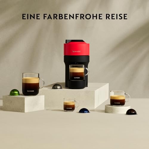 Krups Vertuo Pop Kaffeekapselmaschine, Kapazität: 560 ml, automatische Kapselerkennung, One-Touch-System, 4 Tassengrößen, verkürzte Aufheizzeit, nachhaltig, Spicy Red, XN9205