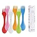 Hovome, Multi-functional Flatware Set 3 in 1 Knife Fork Spoon Spork Flatware Sets Random Color Set of 6