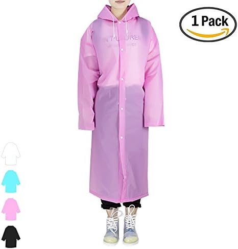 LYSHION Portable Clear Transparent Raincoat Poncho with Hood and Sleeves Reusable Rainwear for Adult
