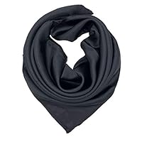 YOUR SMILE Pure Black Silk Feeling Scarf Women