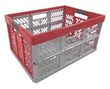 OKT Germany GmbH Profi - Klappbox TÜV Rheinland zert. 45 L bis 50 kg Silber/rot Faltbox Kunststoff Transportkiste Box Kiste